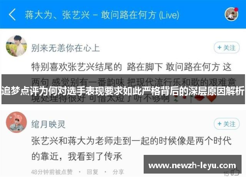 追梦点评为何对选手表现要求如此严格背后的深层原因解析